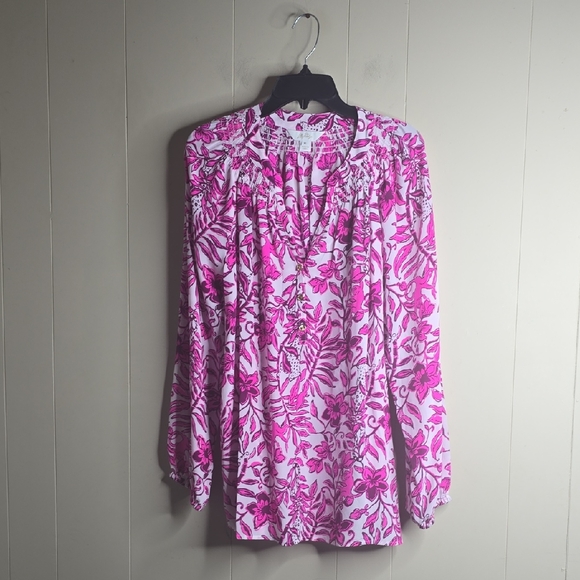 Lilly Pultizer Elsa Silk Top Elderflower Blossom Lil Escape Plan Nwot - Picture 3 of 11
